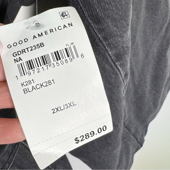 Good American Uniform Tie-Up Pockets Black‎ Wash Denim Trench Coat 2XL/3XL - Picture 10 of 15